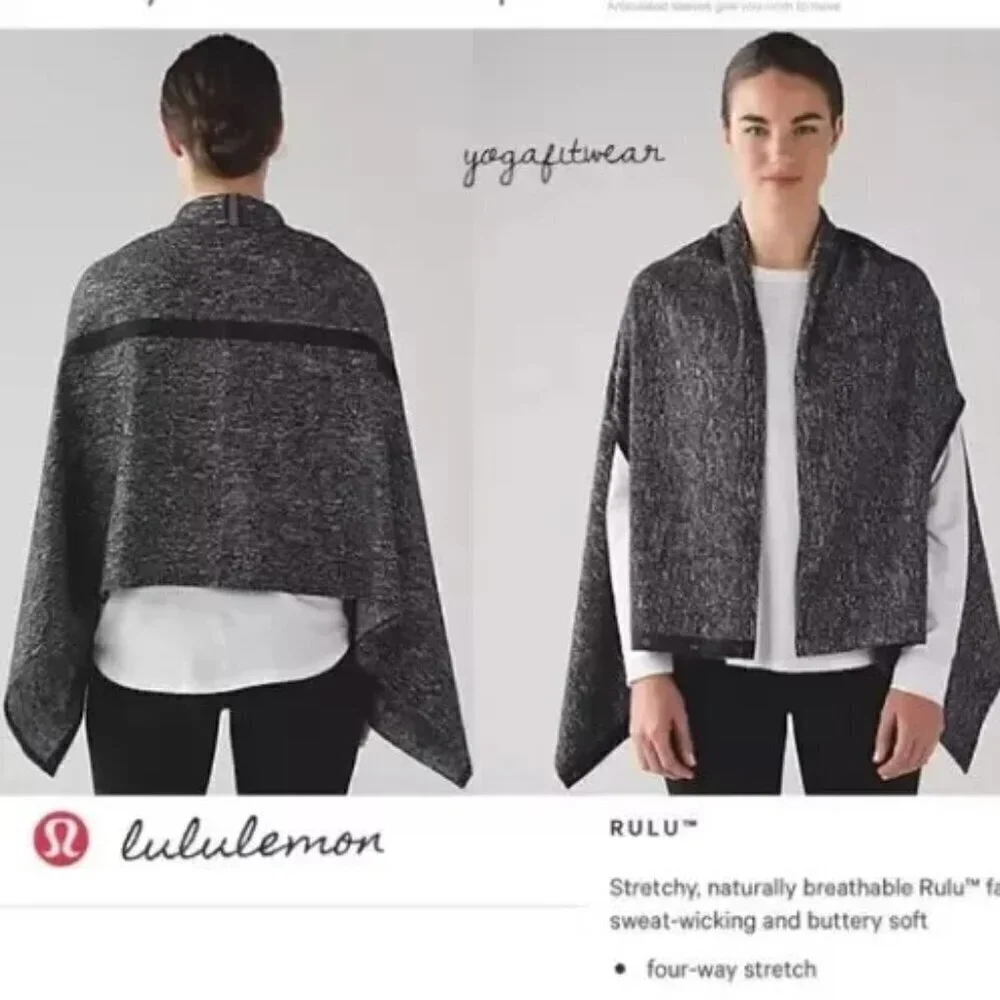 NWOT Lululemon Vinyasa Wrap Scarf Black White Print One Size Convertible